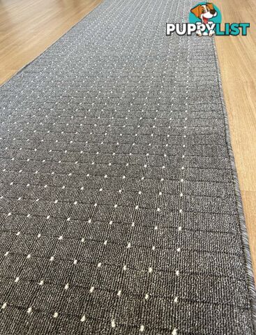 Roma Dots Dark Grey Hallway Runner 80CM Wide 11.5M  - Stanford Lead Sugar 80cm