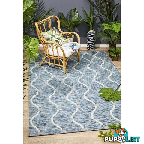 Terrace Denise Trellis Rug Blue 230X160CM  - TER-5501-BLU-230X160