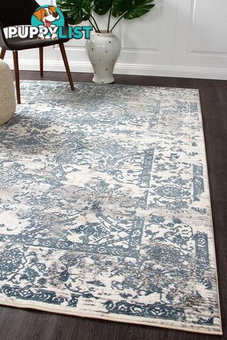 Kendra Yasmin Distressed Transitional Rug White Blue Grey 300X80CM  - KEN-1734-WHI-300X80