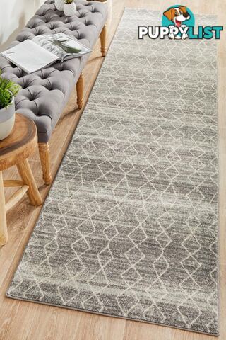 Evoke Remy Silver Transitional Runner Rug 300X80CM  - EVO-257-SIL-300X80