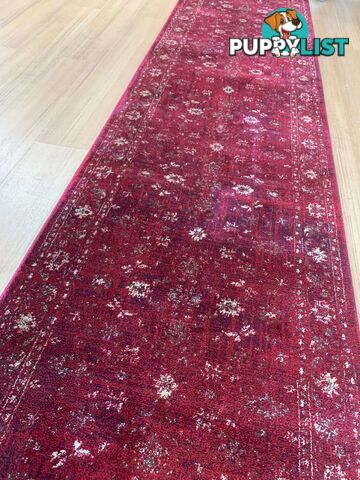 Tavarnelle Burgundy Cream Hallway Runner 80CM Wide 9M  - 6299