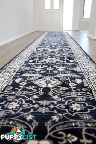 Verona Navy Hallway Runner 80CM Wide 5m  - 6256A NAVY VC