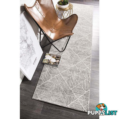 Oasis Kenza Contemporary Silver Runner Rug 500X80cm  - OAS-457-SIL-500X80