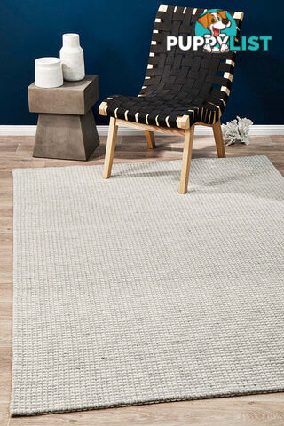 Oskar Felted Wool Striped Rug Grey White 225X155cm  - STUD-320-SIL-225X155