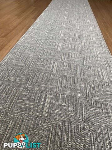 Roma Squares Grey Hallway Runner 80CM Wide 12M  - POLAR GREY SUGAR 80CM