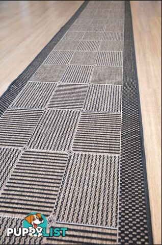 Suva Squares Coffee Black 22 121 Hallway Runner Non Slip 3M  - 22/121