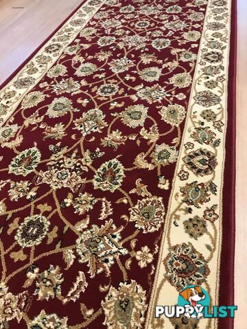 Traditional Hall Runner Agrabah Red Cream High Quality 6.5m  - Agrabah-173-Burgundy