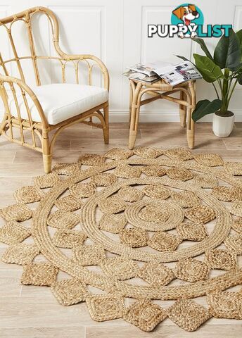 Round Jute Natural Tessellate Rug 240X240cm  - ATR-TES-NAT-240X240