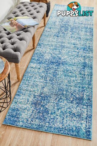 Evoke Muse Blue Transitional Runner Rug 500X80CM  - EVO-253-BLUE-500X80