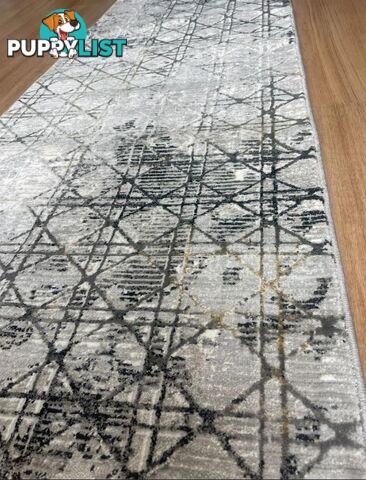 Alyssa Grey Black Hallway Runner 80CM Wide 11.5M  - Alissa Grey Black
