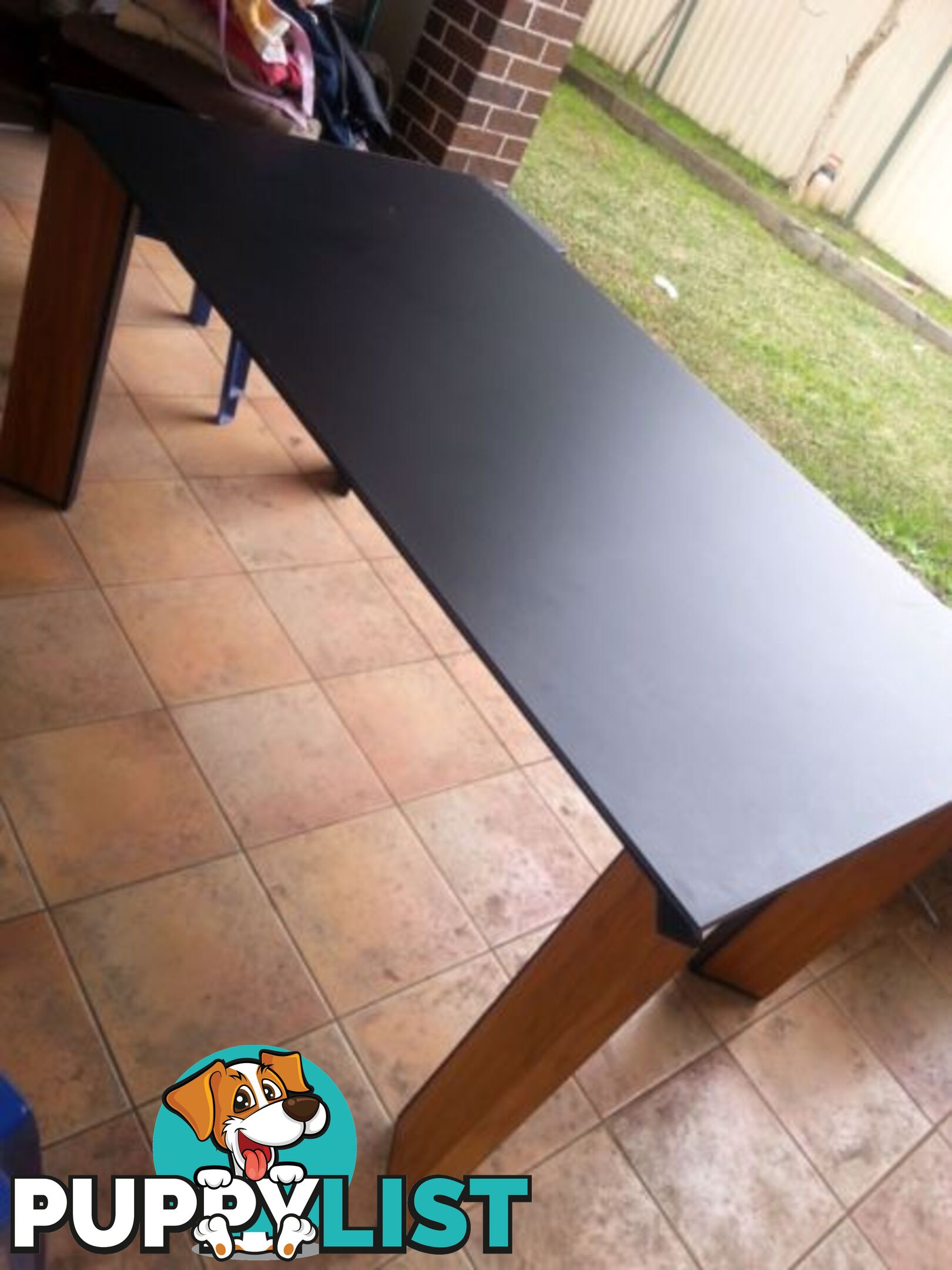 table for sale glass top with timber legs