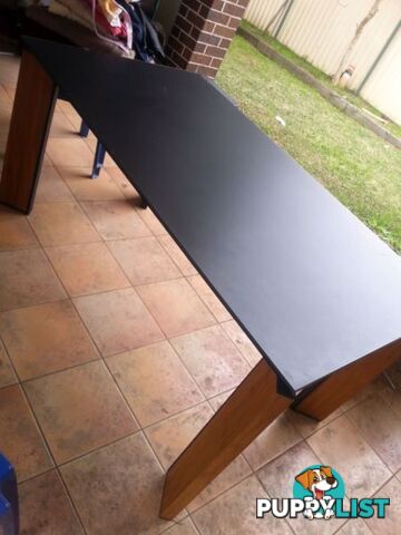 table for sale glass top with timber legs