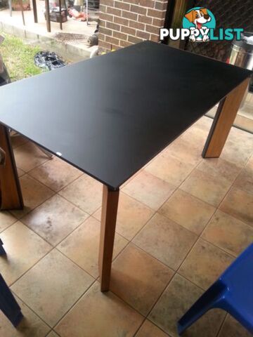 table for sale glass top with timber legs