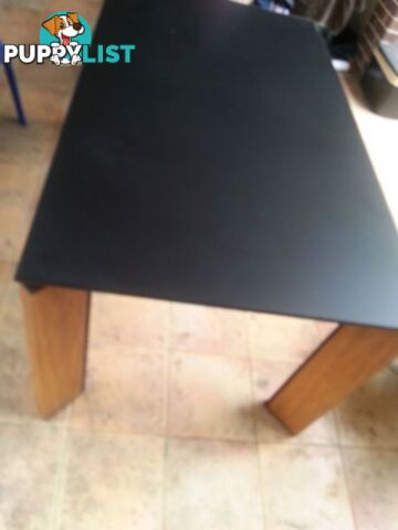 table for sale glass top with timber legs