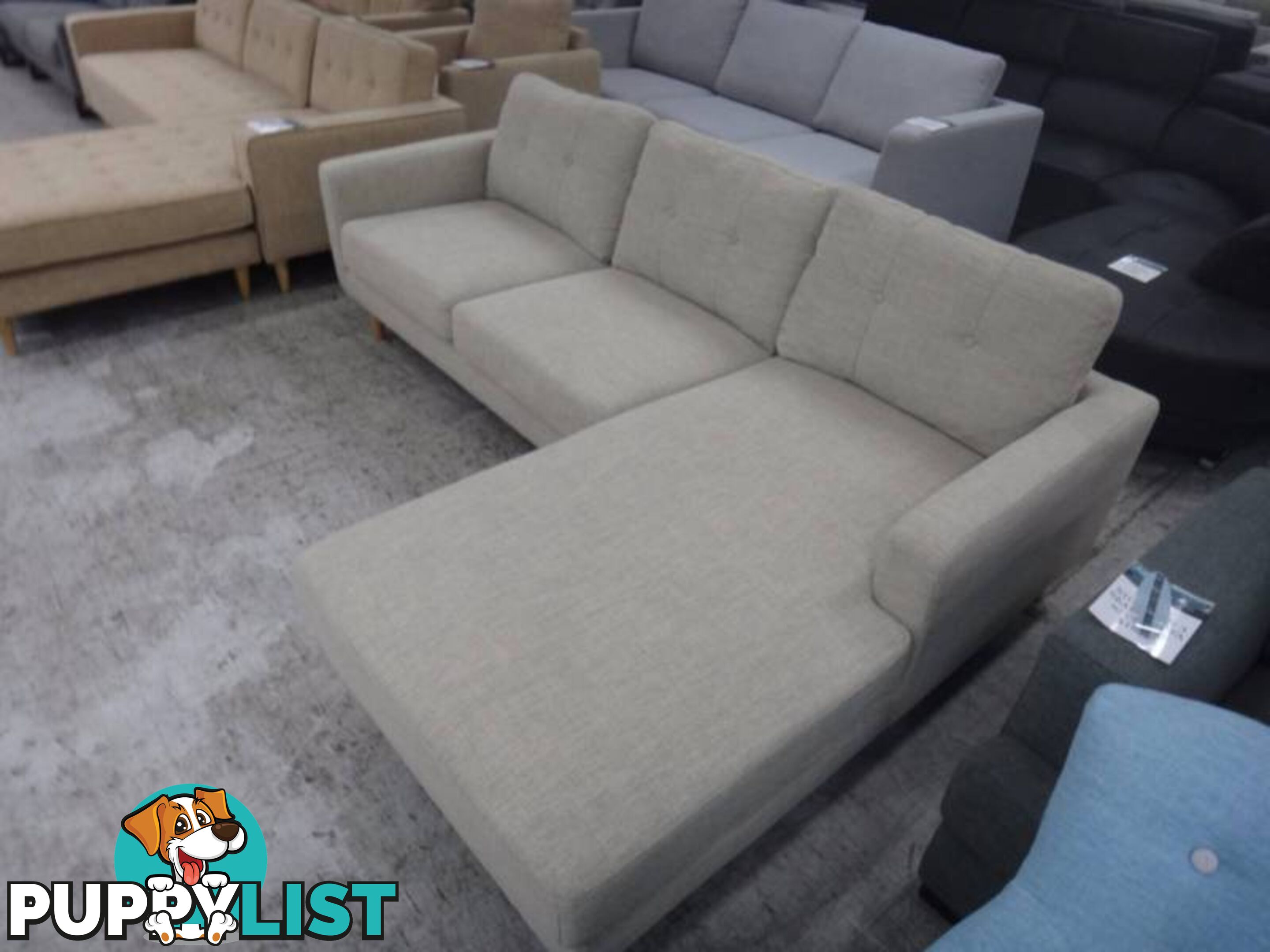 NEW STOCKTON FABRIC SOFA w/ CHAISE - DISCOUNT SHOWROOM