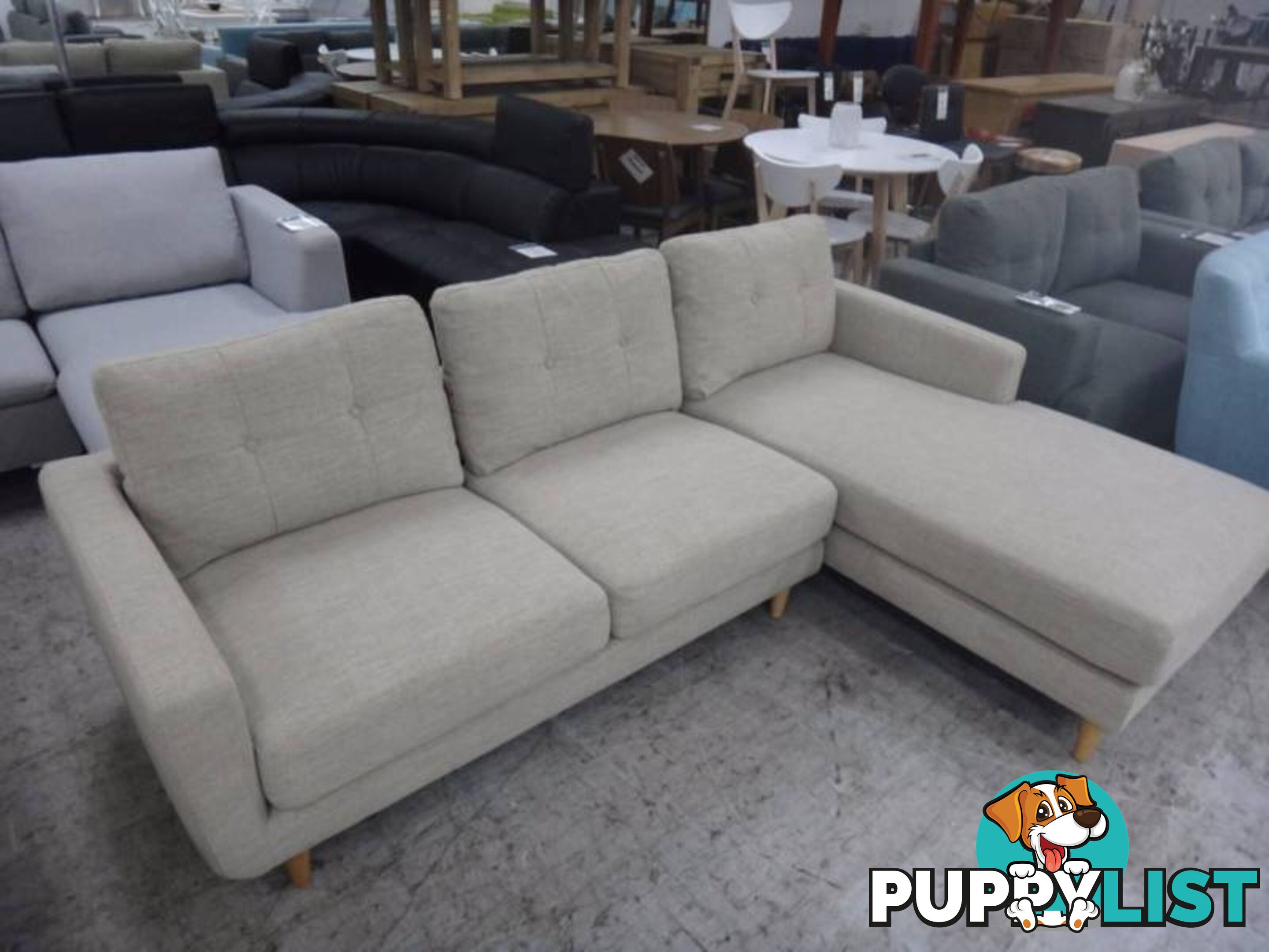 NEW STOCKTON FABRIC SOFA w/ CHAISE - DISCOUNT SHOWROOM