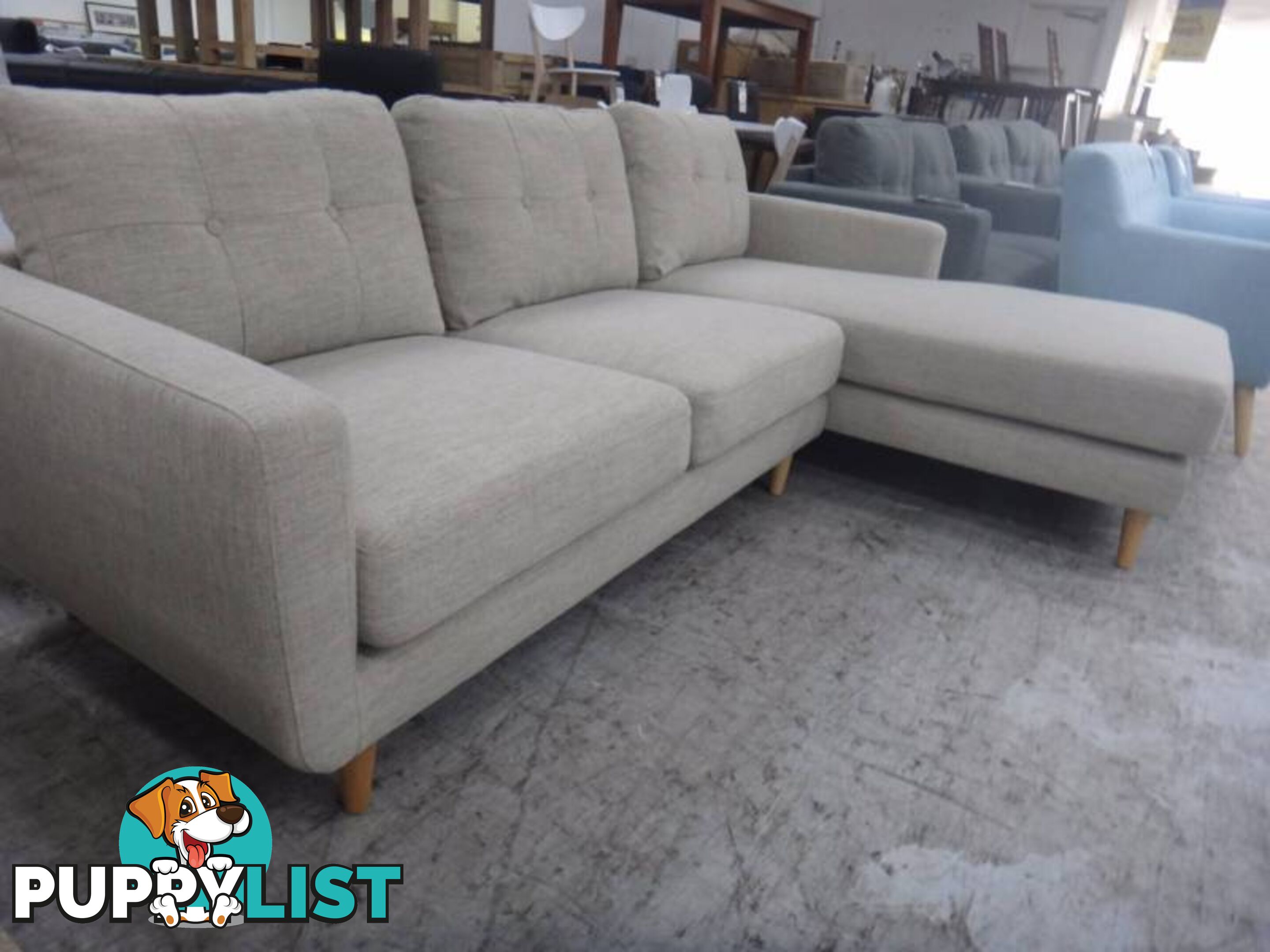 NEW STOCKTON FABRIC SOFA w/ CHAISE - DISCOUNT SHOWROOM