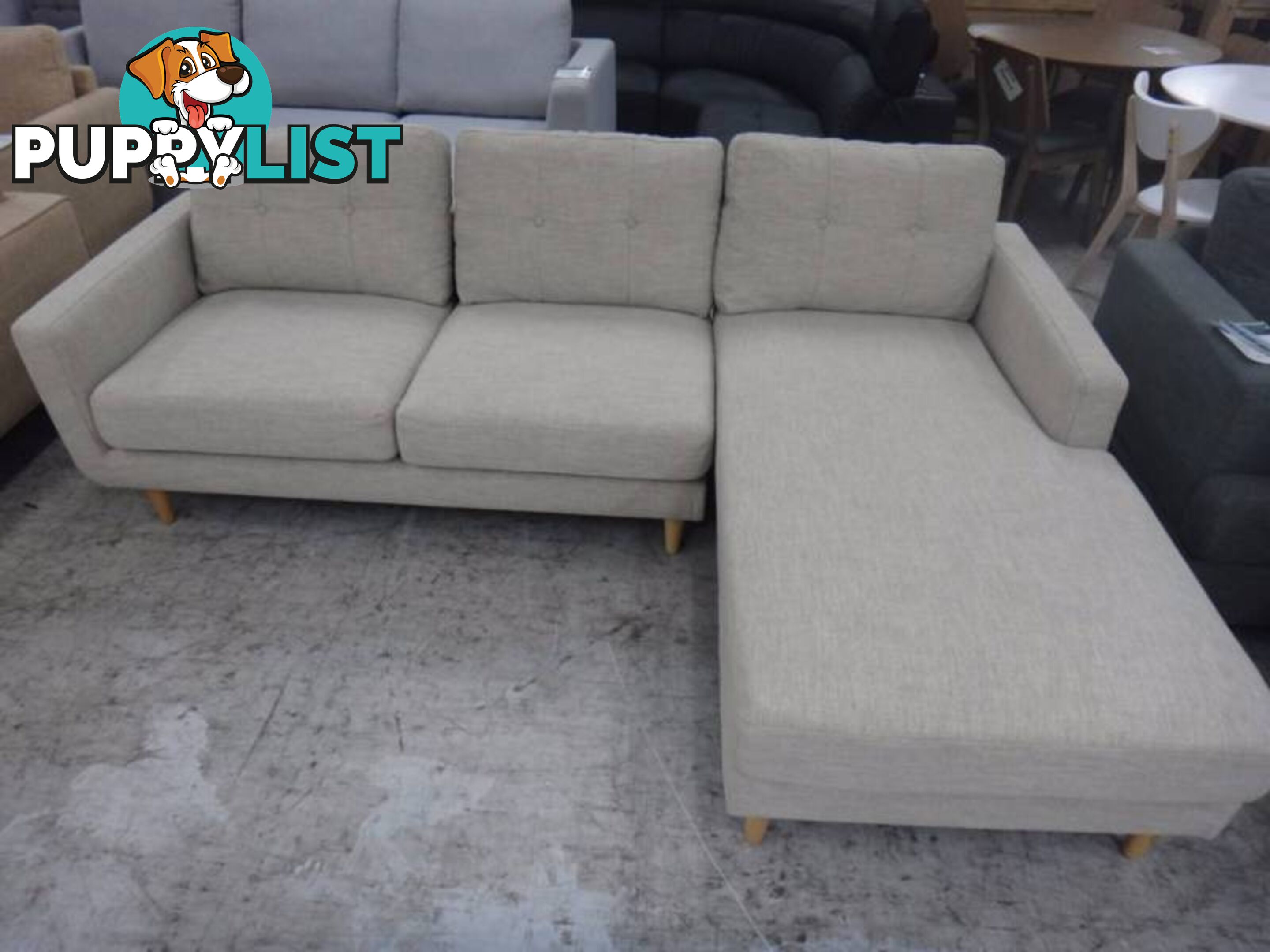 NEW STOCKTON FABRIC SOFA w/ CHAISE - DISCOUNT SHOWROOM