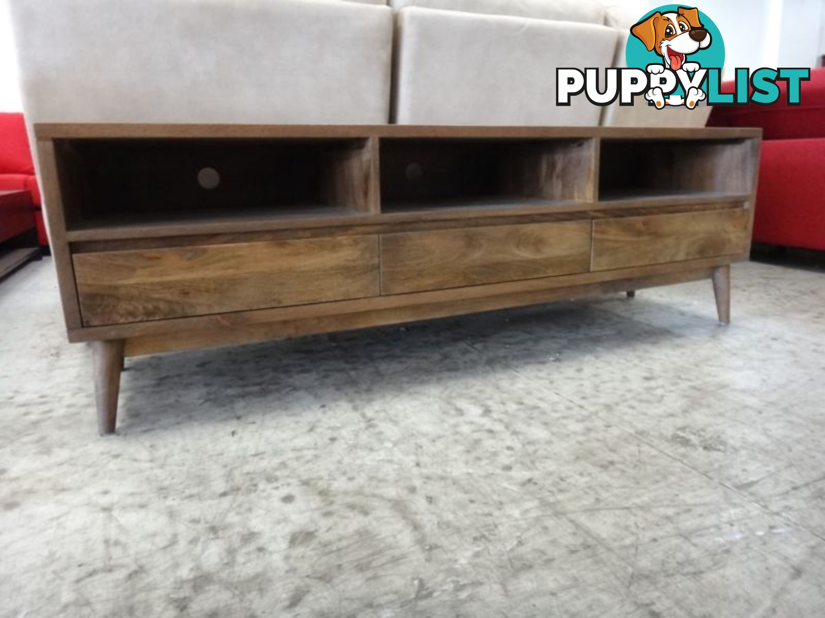 NEW RETRO TV UNIT LOWLINE ETU - SOLID MANGO WOOD