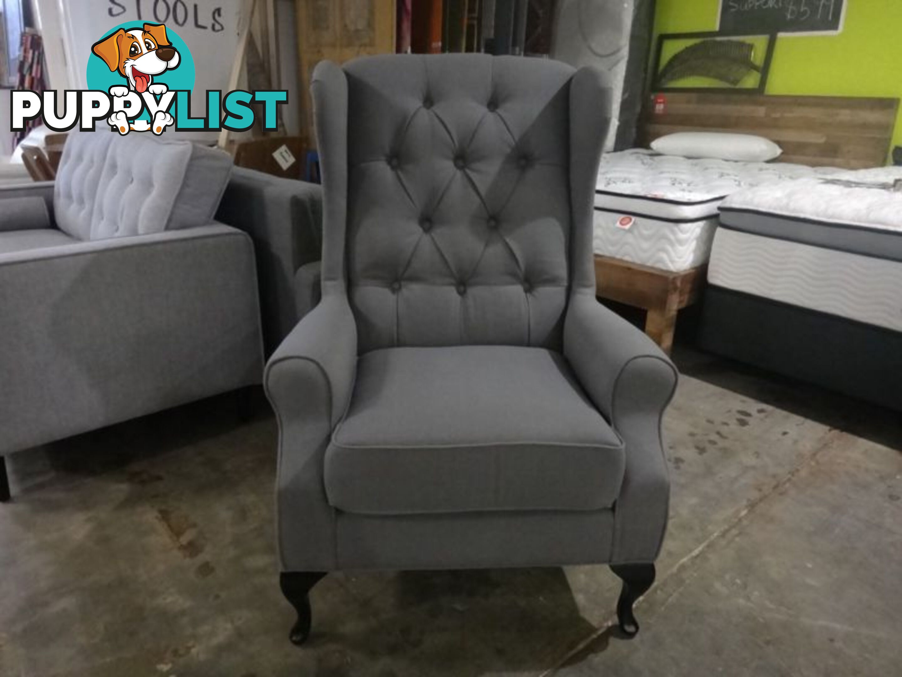 NEW VICTORIA WING CHAIRS - FABRIC CHESTERFIELD