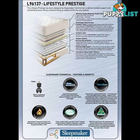 SLEEPMAKER LIFESTYLE PRESTIGE MATTRESSES - DISCOUNT PRICES!