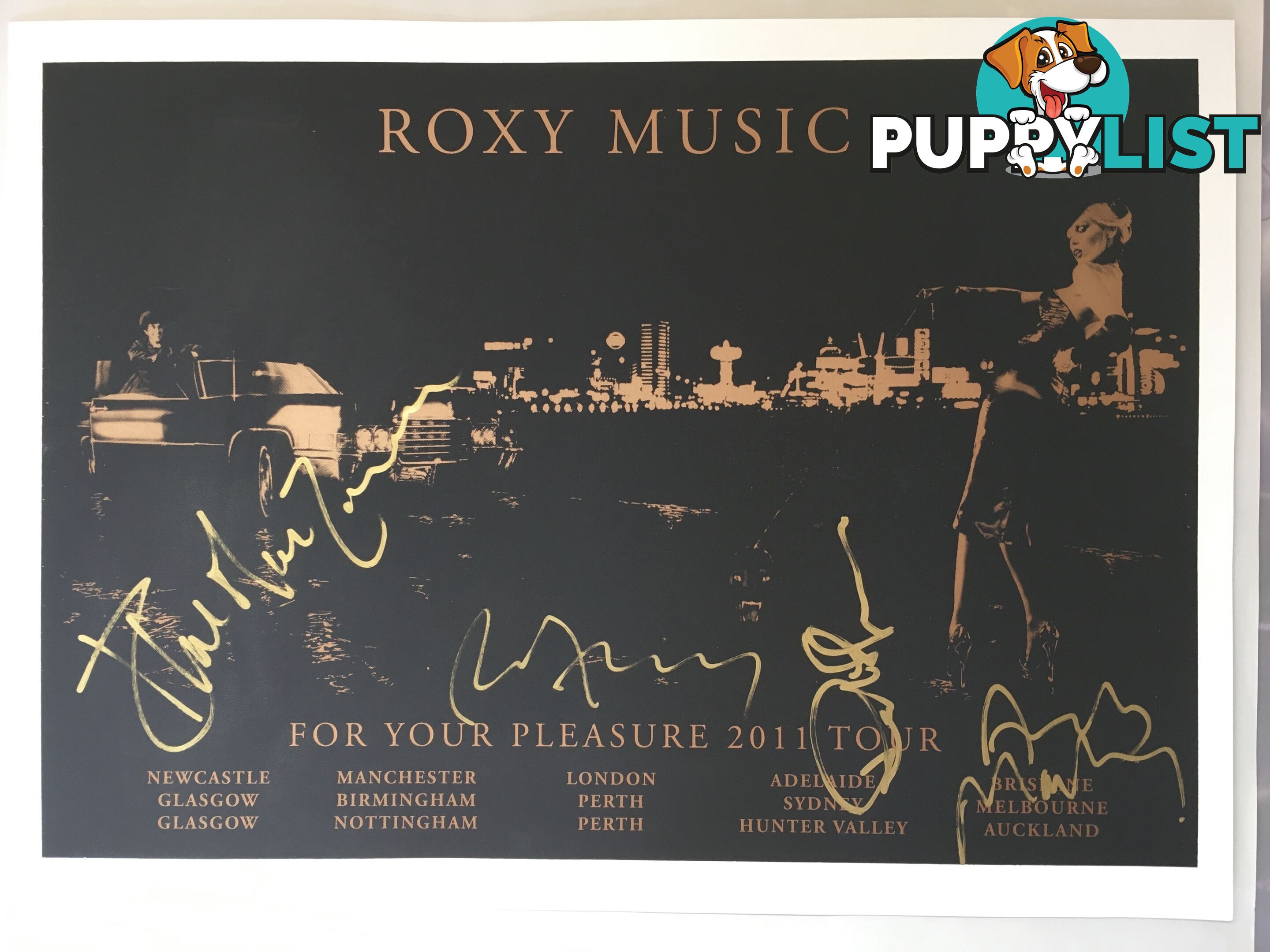 ROXY MUSIC FOR YOUR PLEASURE 2011 TOUR SIGNED POSTER