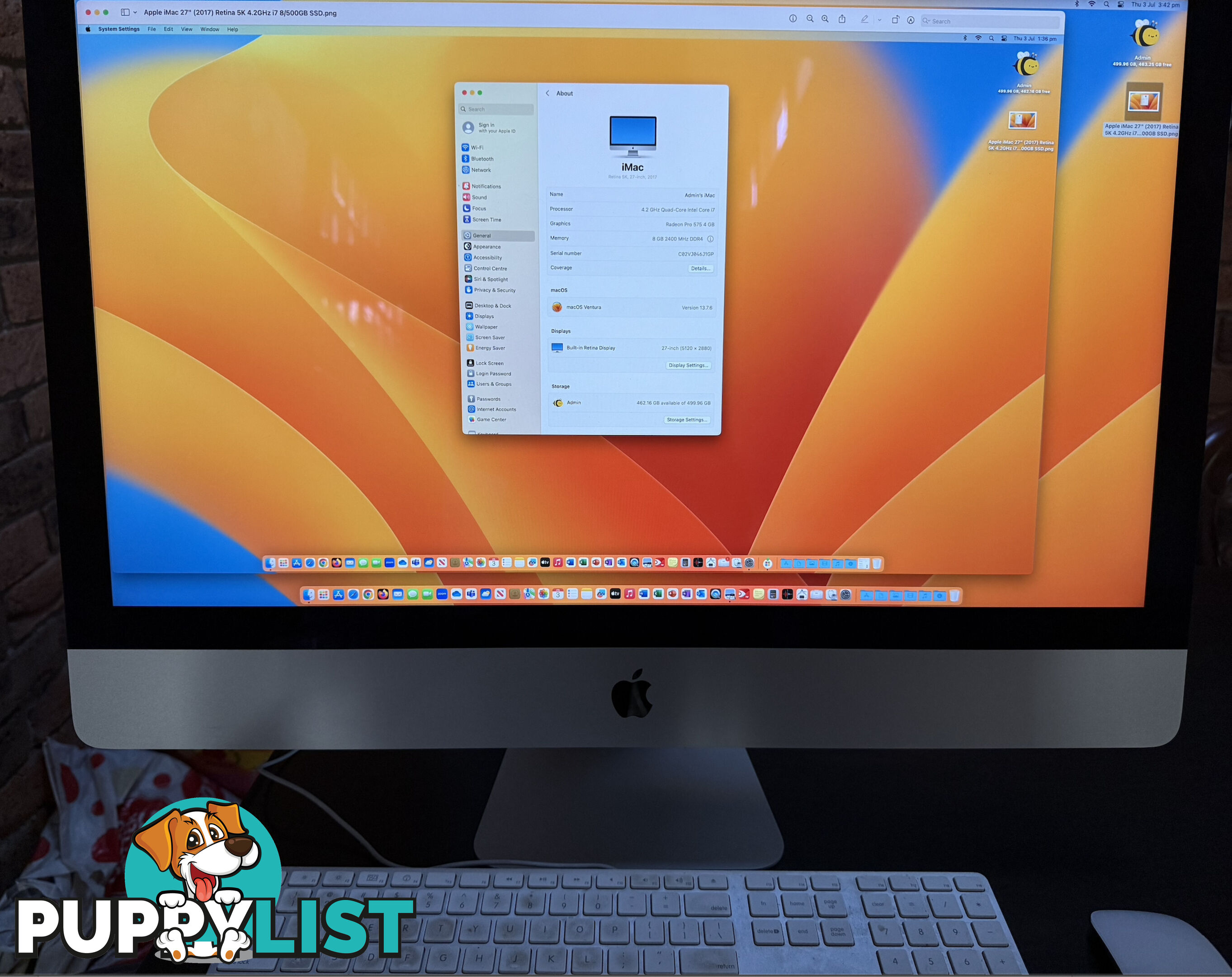 Reseller Refurbished: iMac 27-inch; Retina 5K (Mid 2017) Quad-Core i7 8/500GB SSD