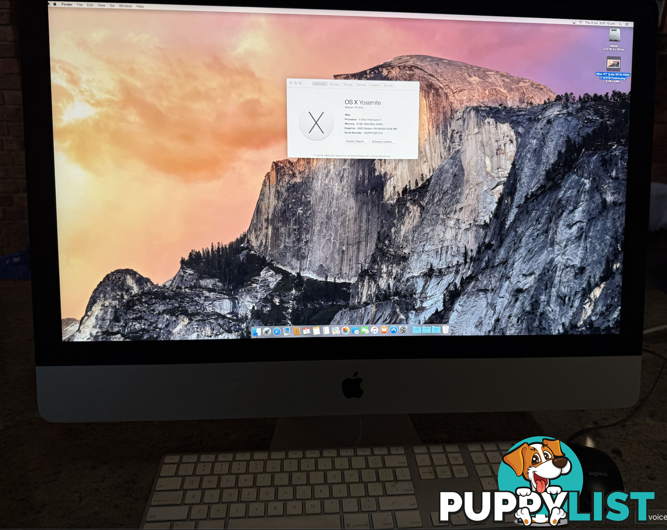 Reseller Refurbished: iMac 27-inch; Retina 5K (Late 2014) Core i7 8/3TB Fusion Drive