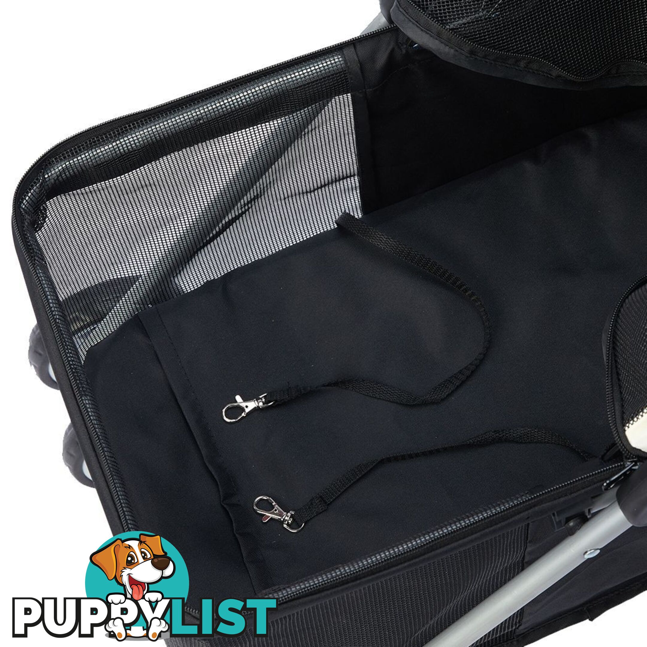 Pet Stroller Dog Cat Pram Foldable Carrier Large Travel 4 Wheels Pushchair Black - WB-ST1005-BK