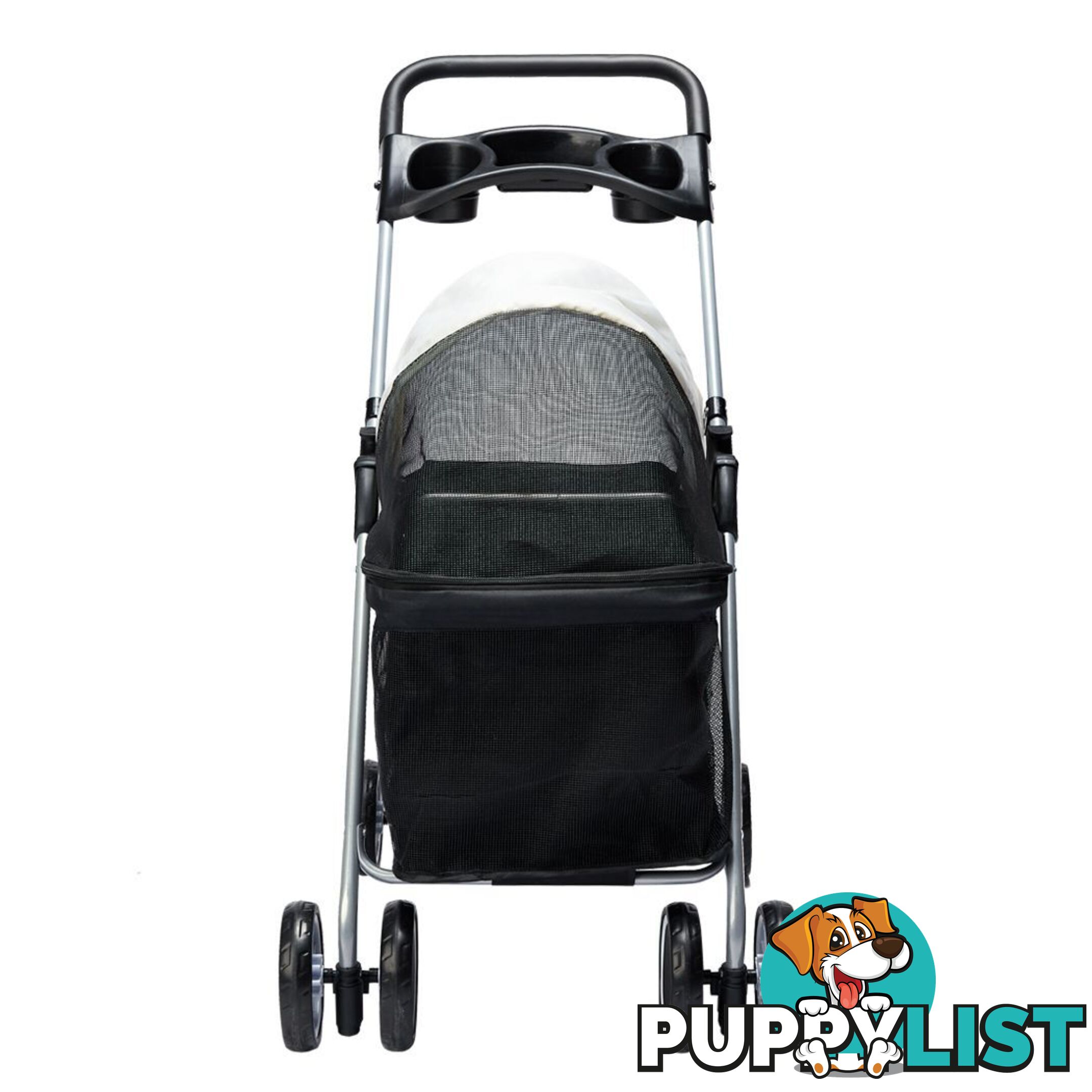 Pet Stroller Dog Cat Pram Foldable Carrier Large Travel 4 Wheels Pushchair Black - WB-ST1005-BK