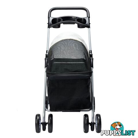 Pet Stroller Dog Cat Pram Foldable Carrier Large Travel 4 Wheels Pushchair Black - WB-ST1005-BK