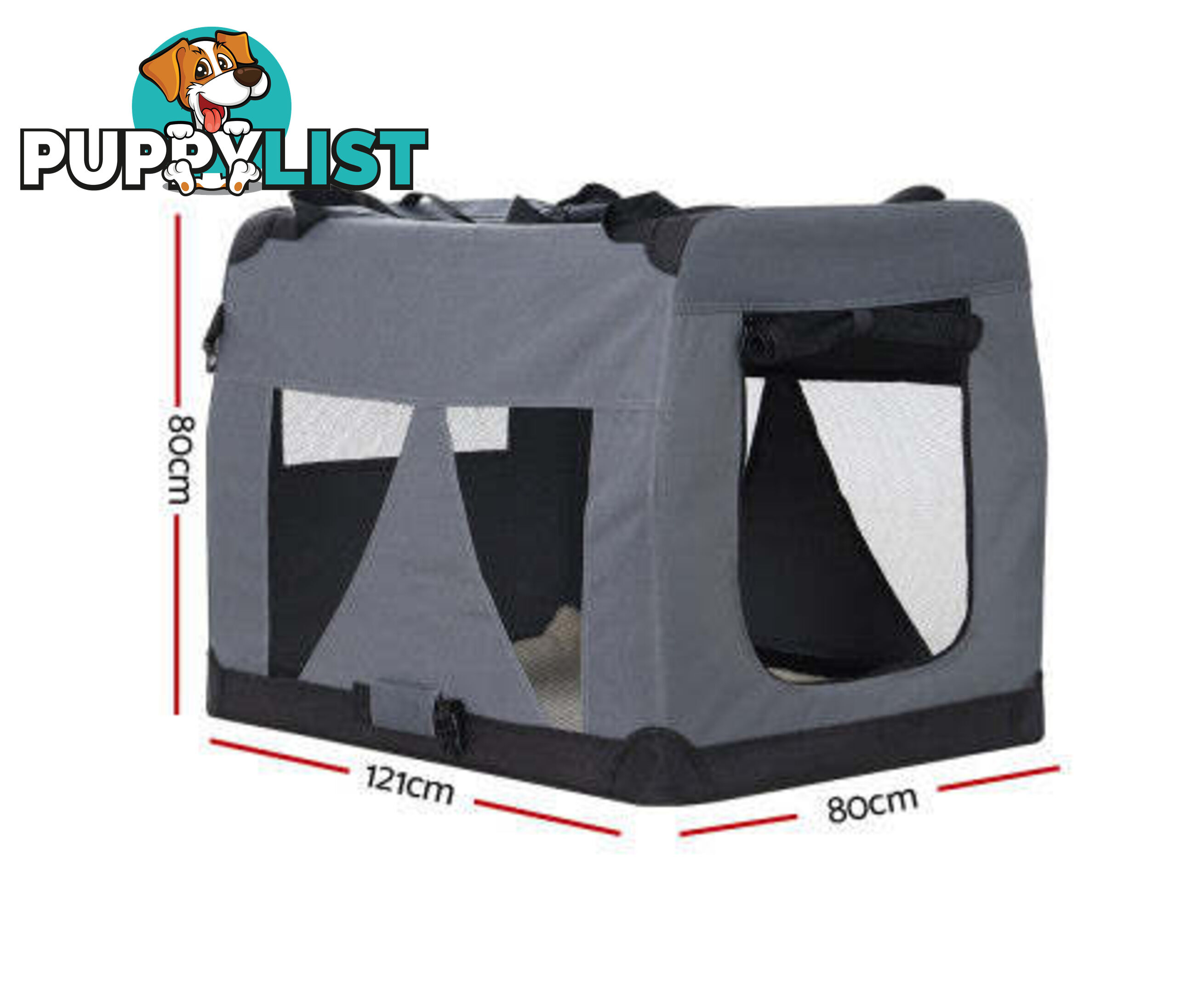 i.Pet Pet Carrier Soft Crate Dog Cat Travel Portable Cage Kennel Foldable Car - PET-CARRIER-M-GR