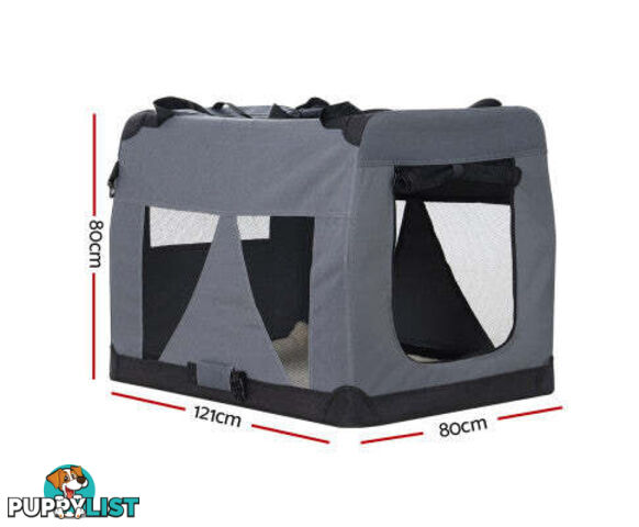i.Pet Pet Carrier Soft Crate Dog Cat Travel Portable Cage Kennel Foldable Car - PET-CARRIER-M-GR