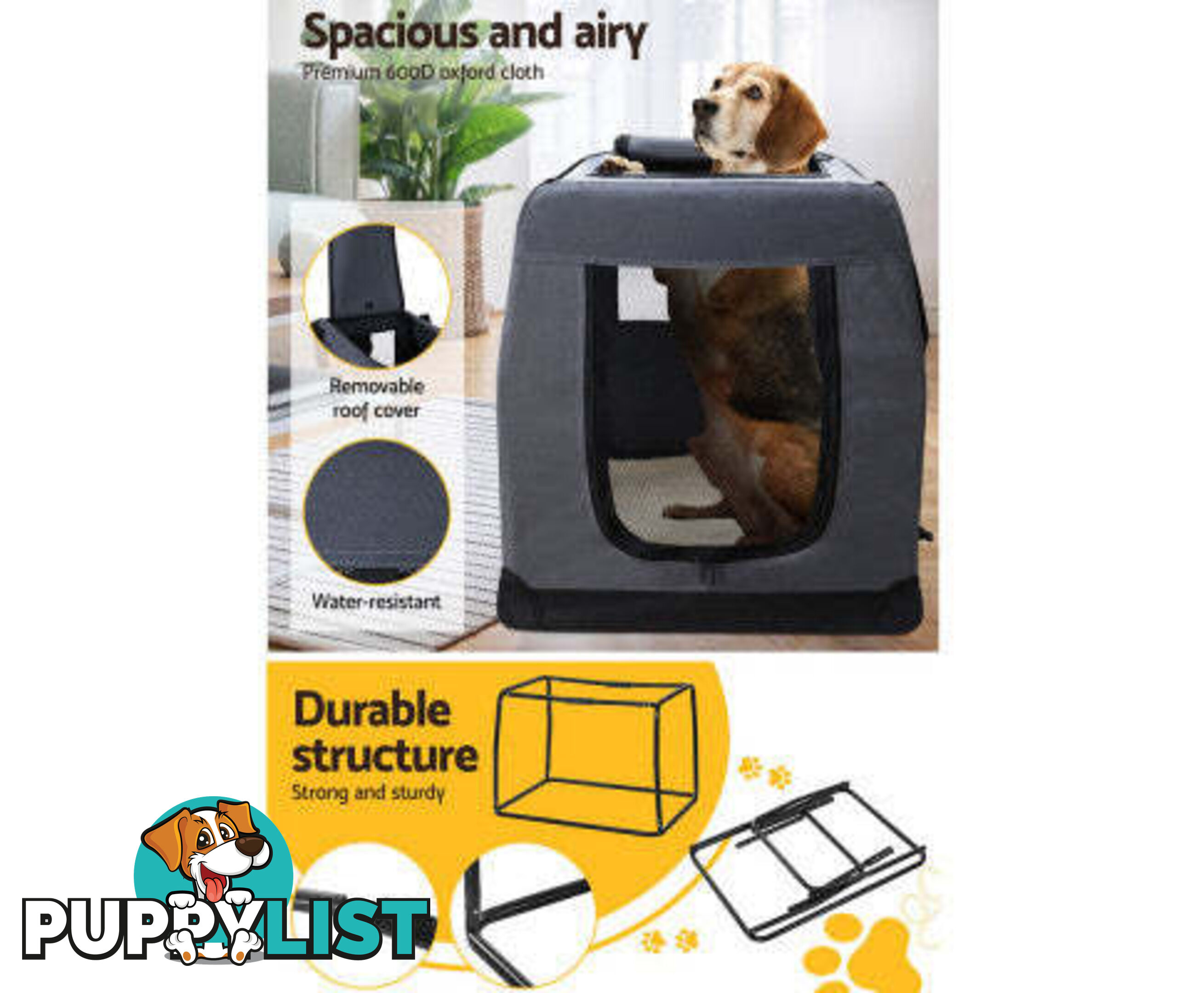 i.Pet Pet Carrier Soft Crate Dog Cat Travel Portable Cage Kennel Foldable Car - PET-CARRIER-M-GR