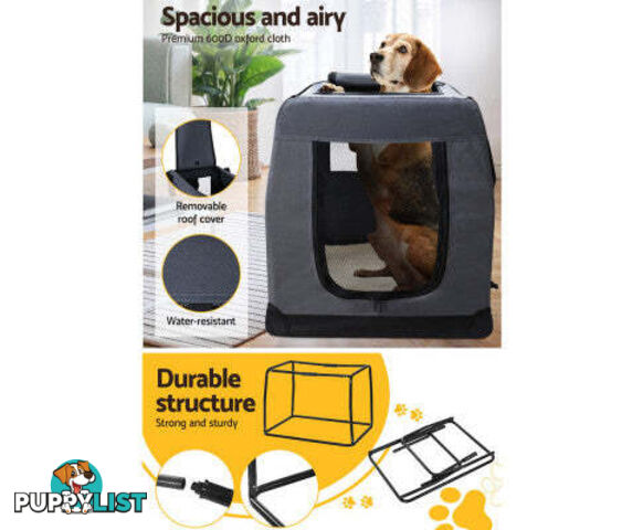 i.Pet Pet Carrier Soft Crate Dog Cat Travel Portable Cage Kennel Foldable Car - PET-CARRIER-M-GR