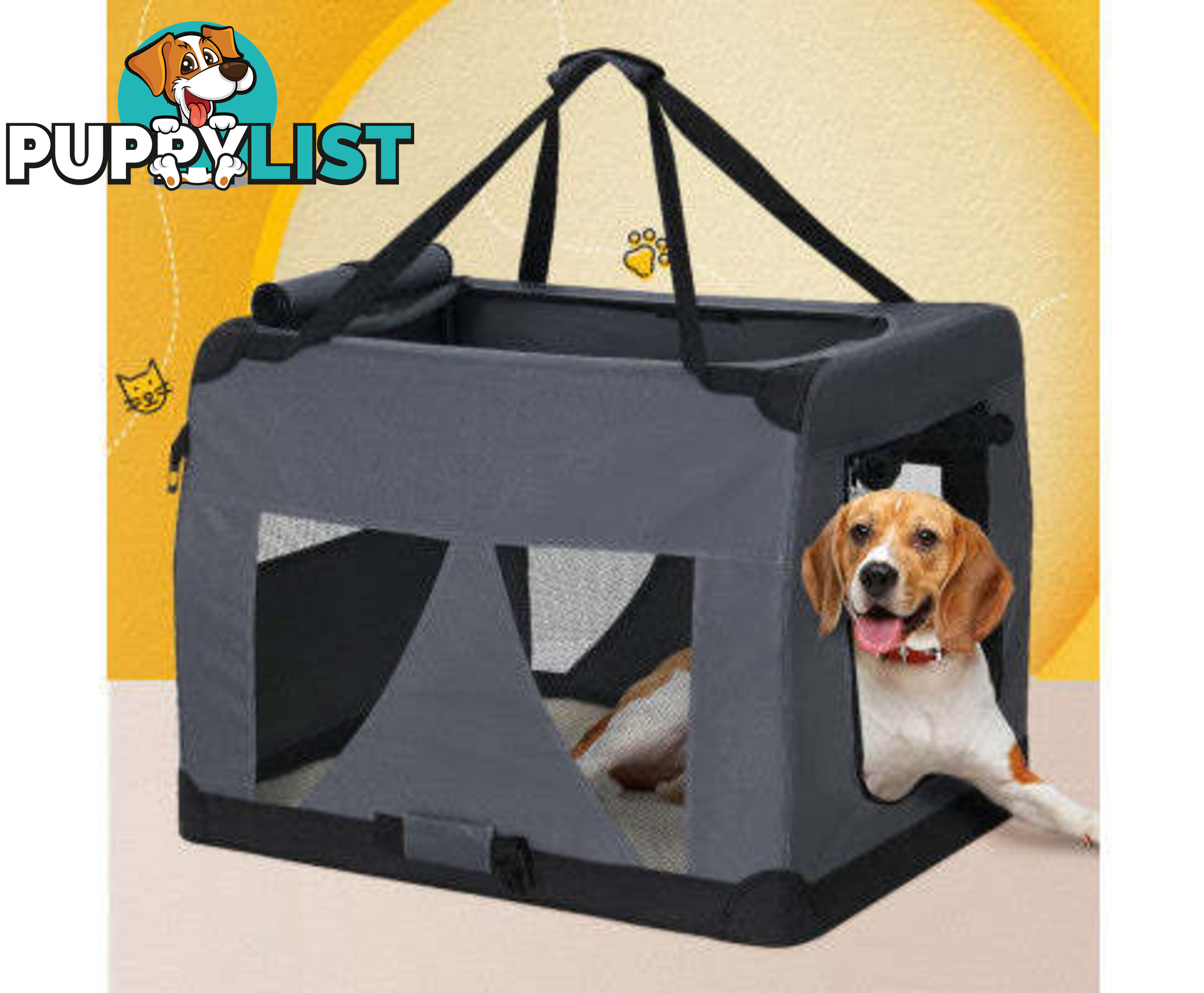 i.Pet Pet Carrier Soft Crate Dog Cat Travel Portable Cage Kennel Foldable Car - PET-CARRIER-M-GR