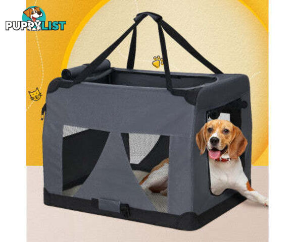 i.Pet Pet Carrier Soft Crate Dog Cat Travel Portable Cage Kennel Foldable Car - PET-CARRIER-M-GR