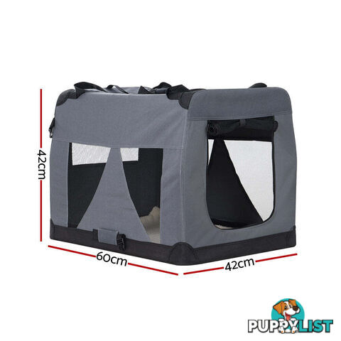i.Pet Pet Carrier Soft Crate Dog Cat Travel 60x42CM Portable Foldable Car M - PET-CARRIER-M-GR