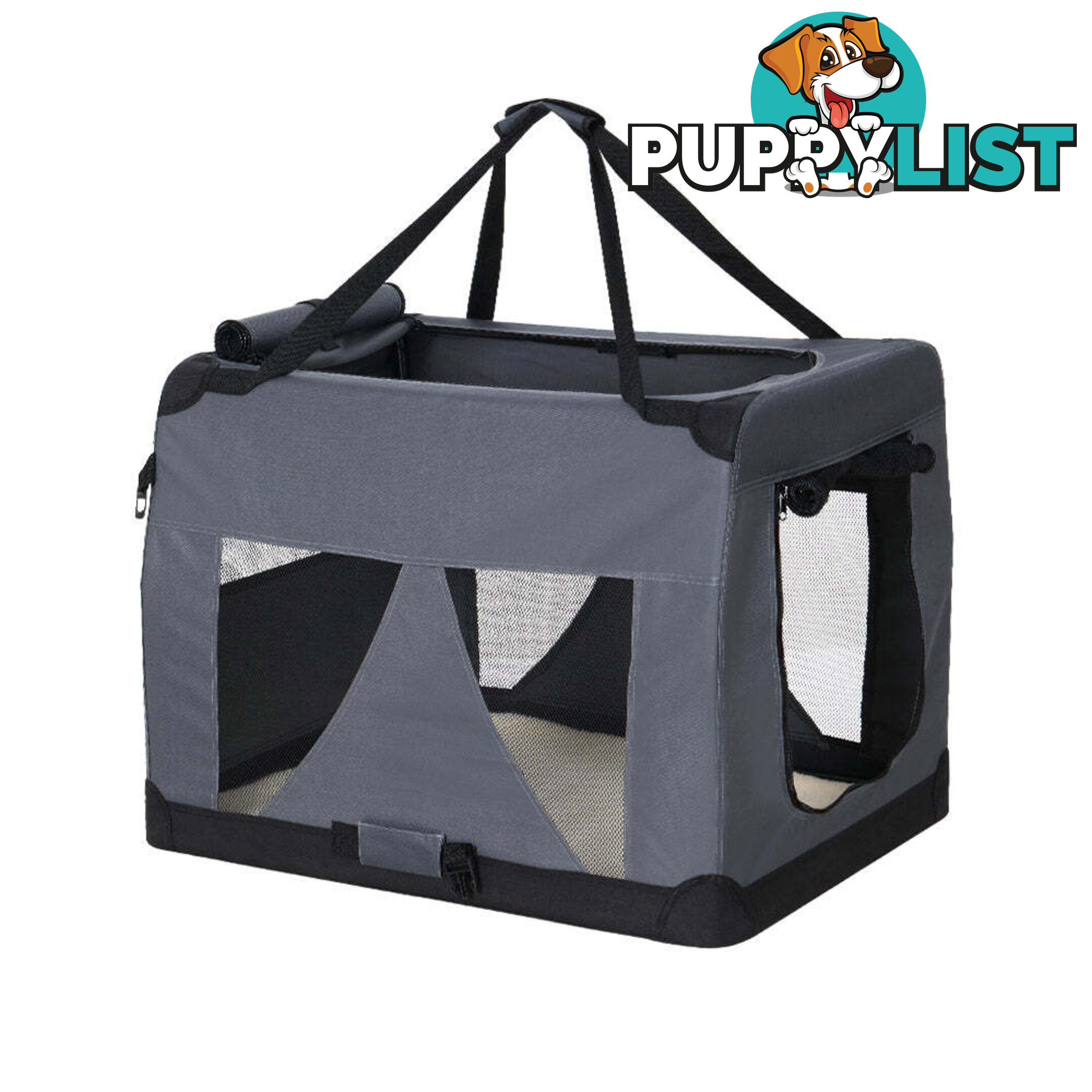i.Pet Pet Carrier Soft Crate Dog Cat Travel 60x42CM Portable Foldable Car M - PET-CARRIER-M-GR
