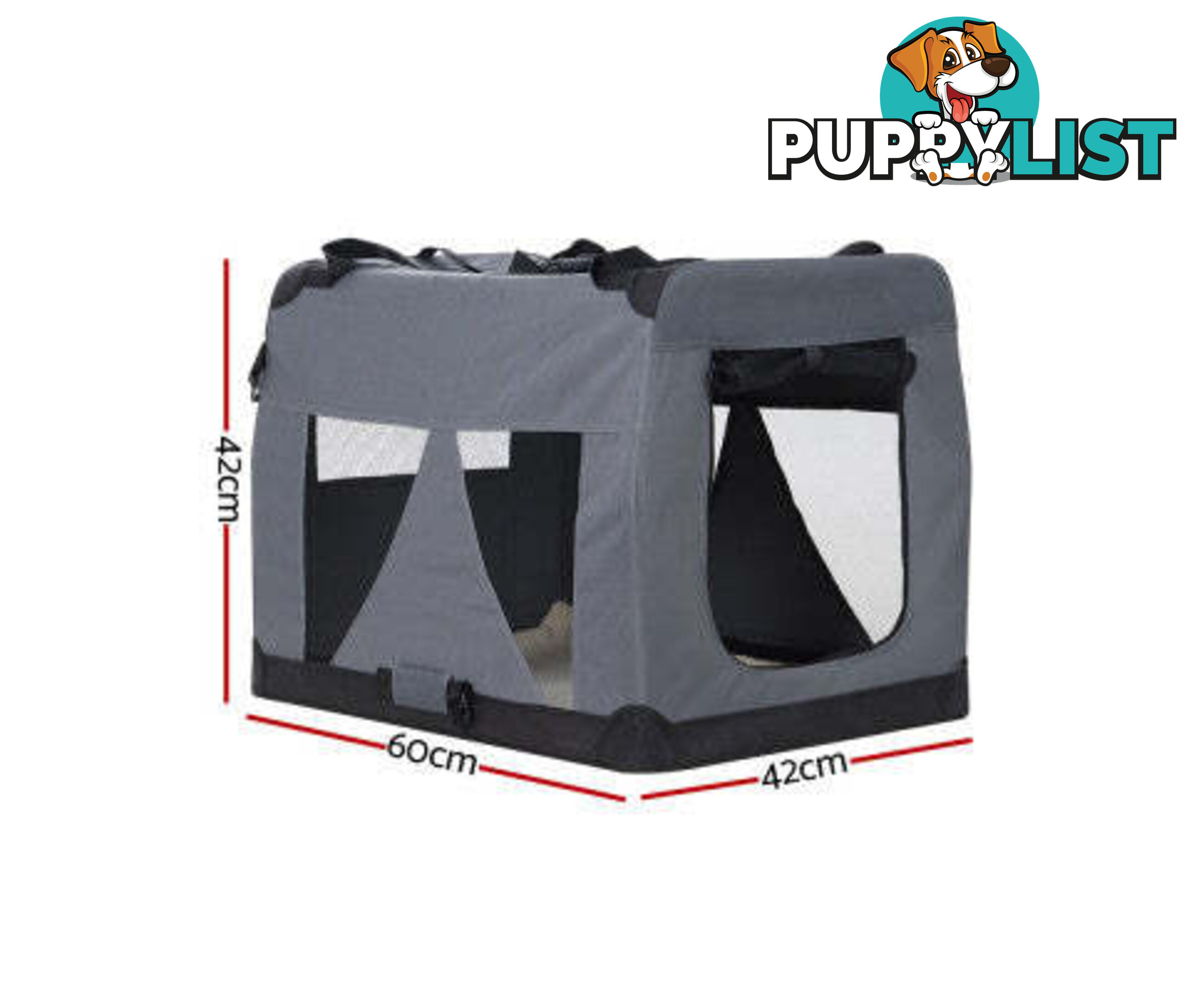 i.Pet Pet Carrier Soft Crate Dog Cat Travel Portable Cage Kennel Foldable Car - PET-CARRIER-M-GR
