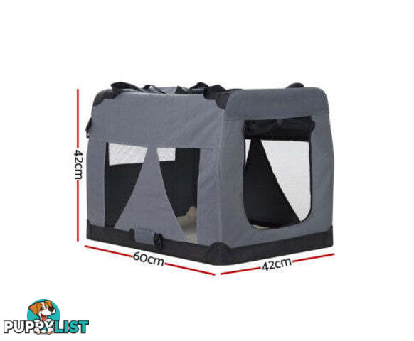 i.Pet Pet Carrier Soft Crate Dog Cat Travel Portable Cage Kennel Foldable Car - PET-CARRIER-M-GR