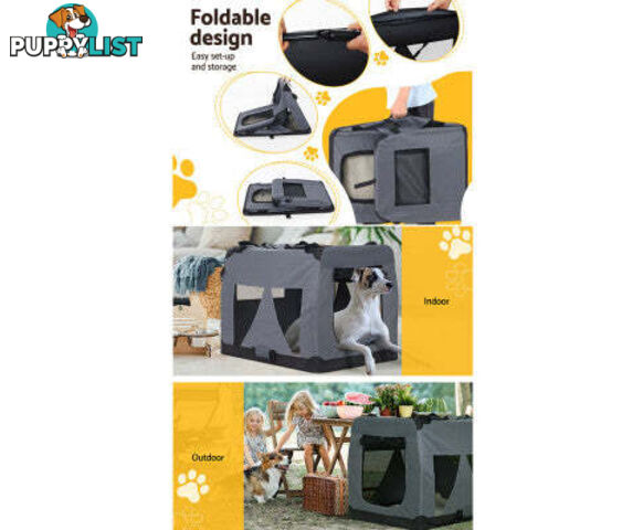 i.Pet Pet Carrier Soft Crate Dog Cat Travel Portable Cage Kennel Foldable Car - PET-CARRIER-M-GR