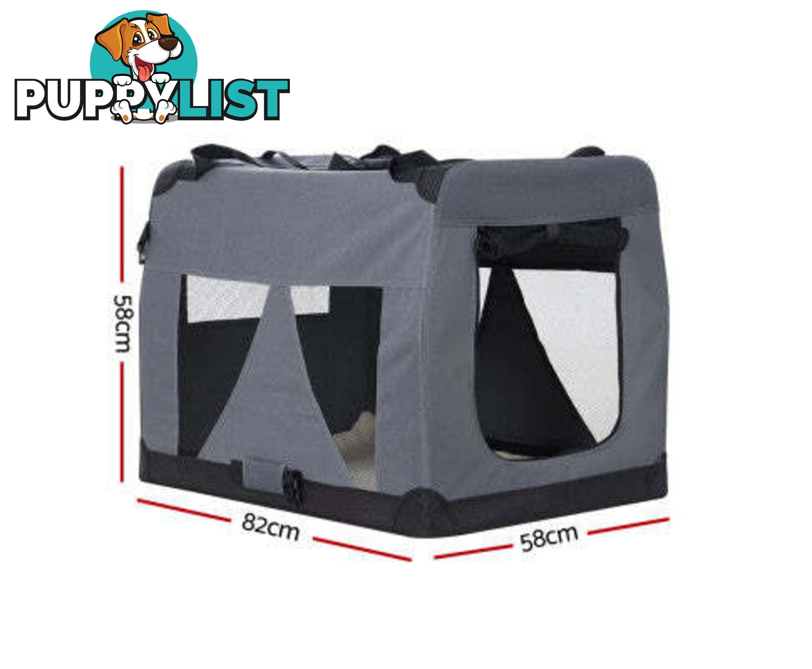 i.Pet Pet Carrier Soft Crate Dog Cat Travel Portable Cage Kennel Foldable Car - PET-CARRIER-M-GR
