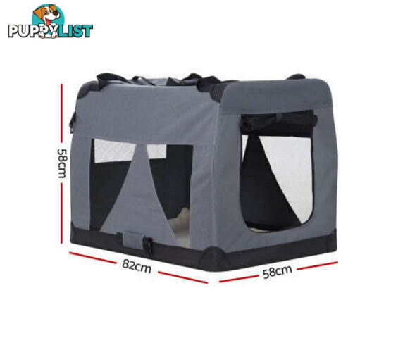i.Pet Pet Carrier Soft Crate Dog Cat Travel Portable Cage Kennel Foldable Car - PET-CARRIER-M-GR