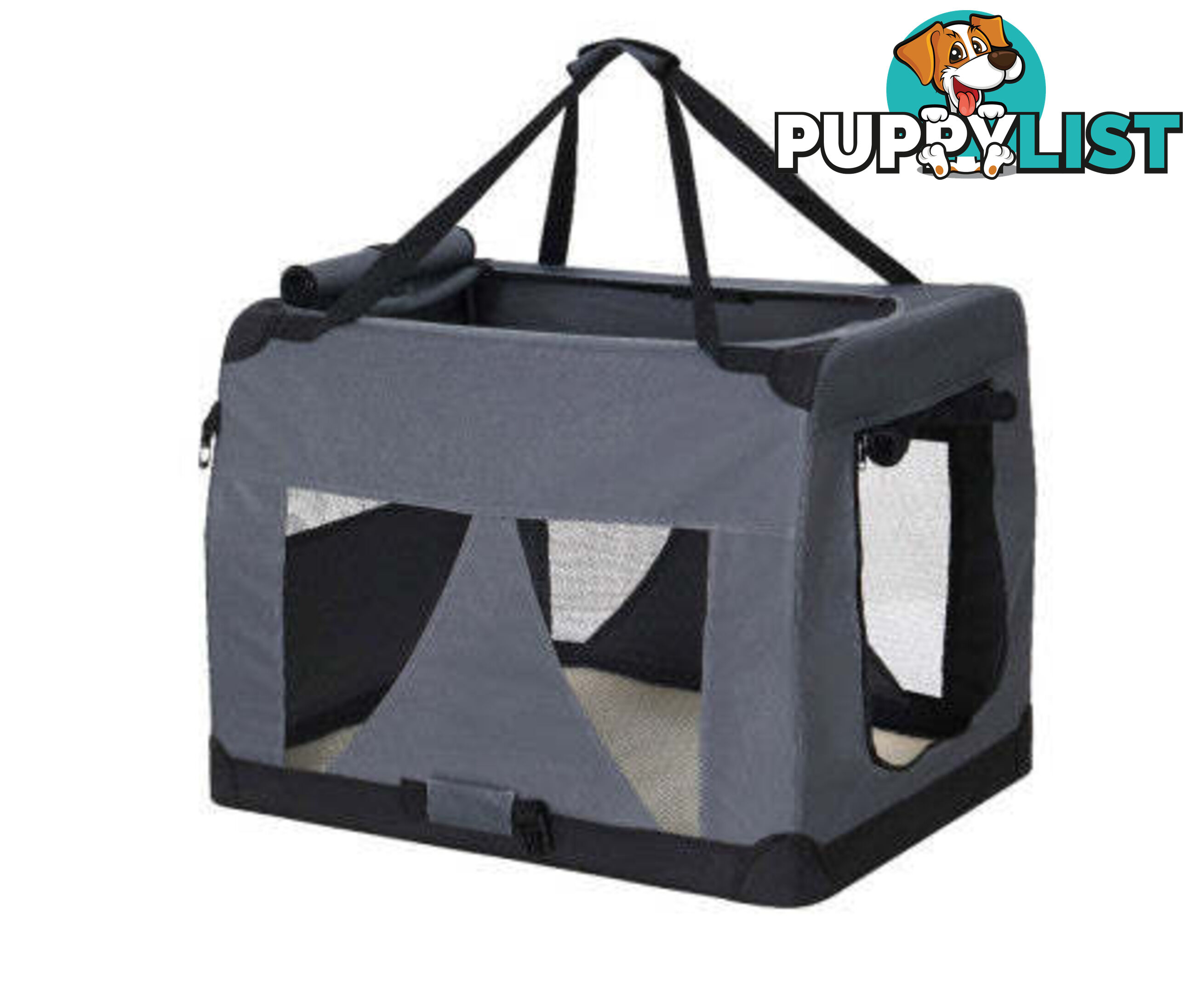 i.Pet Pet Carrier Soft Crate Dog Cat Travel Portable Cage Kennel Foldable Car - PET-CARRIER-M-GR