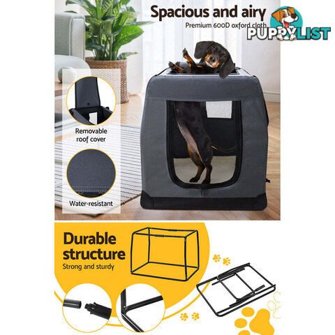 i.Pet Pet Carrier Soft Crate Dog Cat Travel 60x42CM Portable Foldable Car M - PET-CARRIER-M-GR