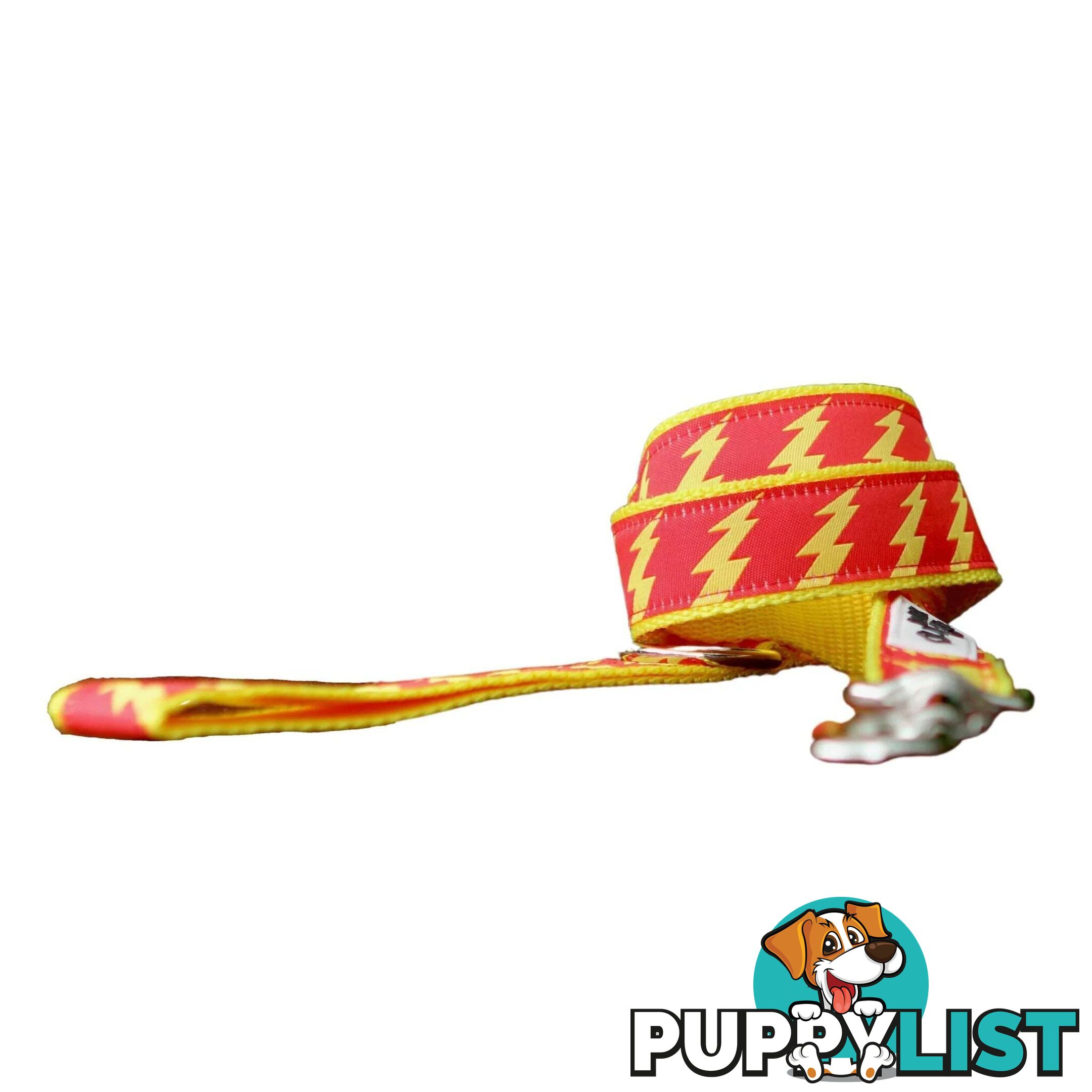 Lightning Bolt Dog Lead / Dog Leash - Hand Made by The Bark Side - TBSLDLIGYEL201.5