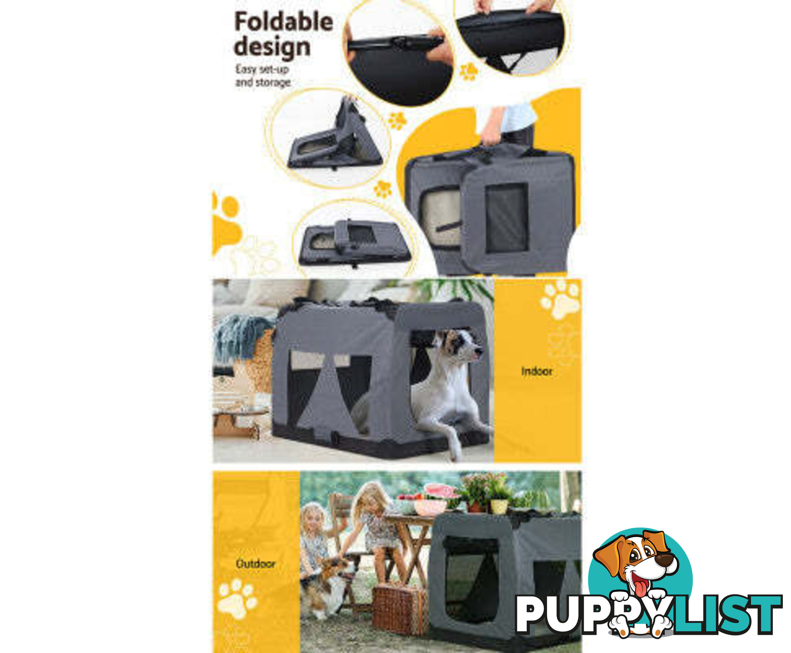 i.Pet Pet Carrier Soft Crate Dog Cat Travel Portable Cage Kennel Foldable Car - PET-CARRIER-4XL-GR