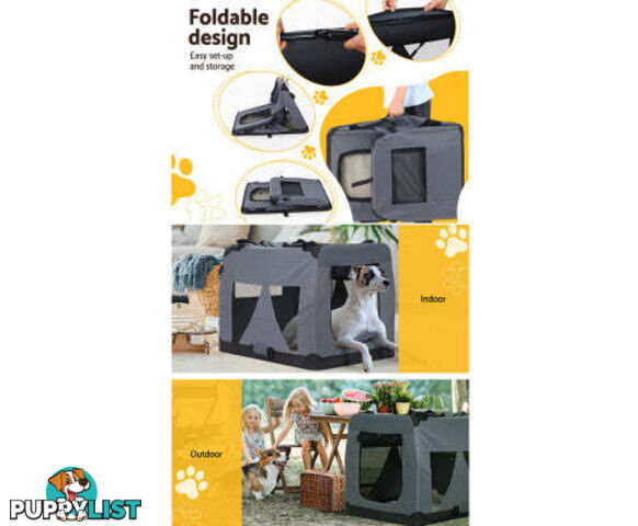 i.Pet Pet Carrier Soft Crate Dog Cat Travel Portable Cage Kennel Foldable Car - PET-CARRIER-4XL-GR