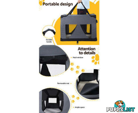 i.Pet Pet Carrier Soft Crate Dog Cat Travel Portable Cage Kennel Foldable Car - PET-CARRIER-4XL-GR